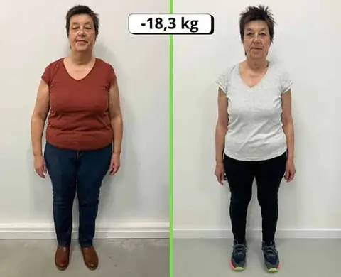 Montage avant et après d’une membre du club Sainte-Julie, de face