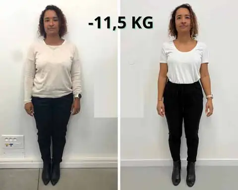 Montage avant et après d’une membre du club Sainte-Julie, de face